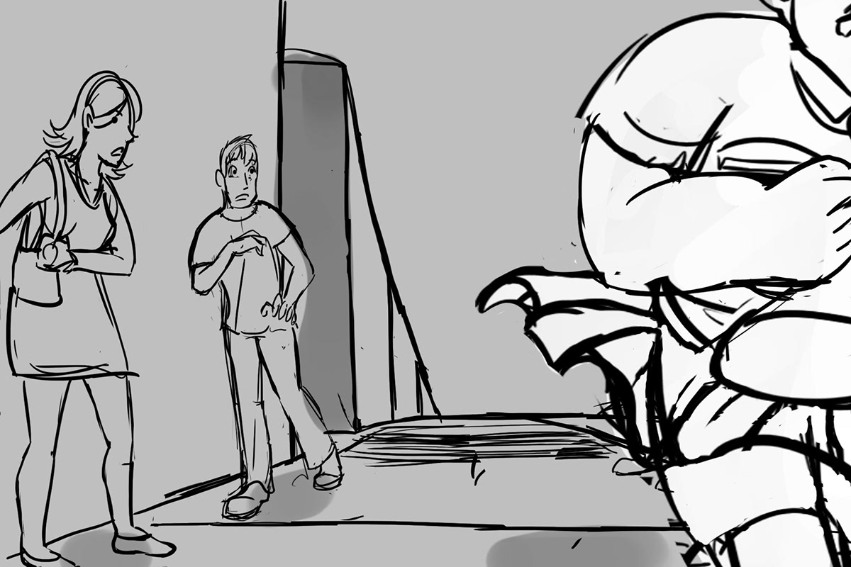 storyboard Kilted cop Kilts police Chase Robbery funny humor butts thief