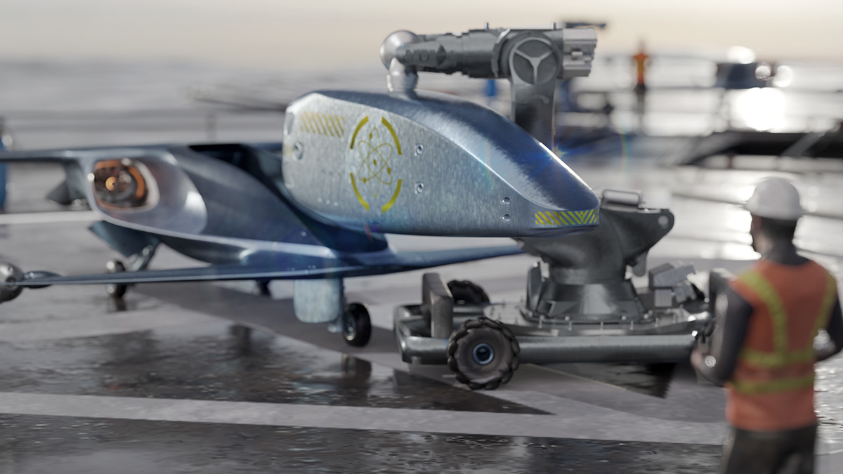 3D Aircraft biplane CGI concept electric glider prop VTOL