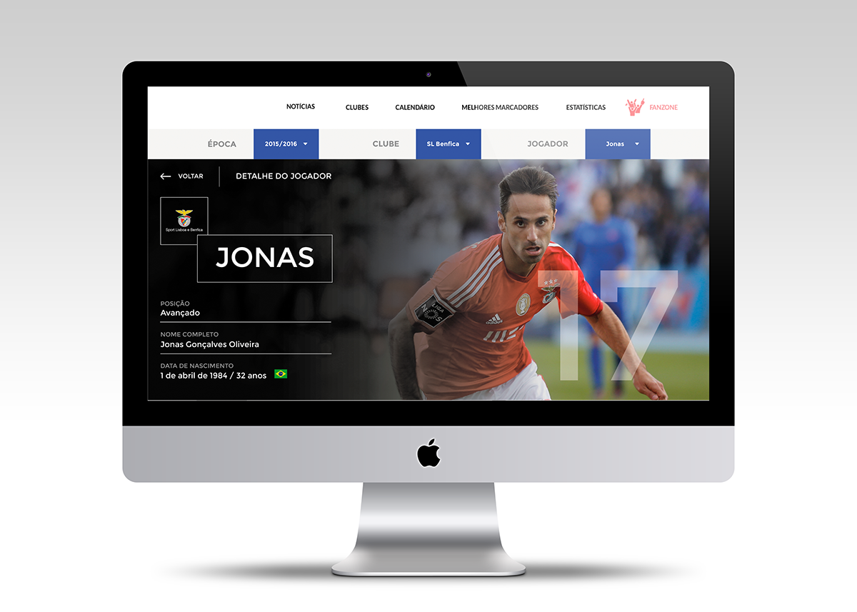 Web design graphics design soccer football details page of details site Website benfica Jonas liga portugal liga portuguesa  futebol soccer websites