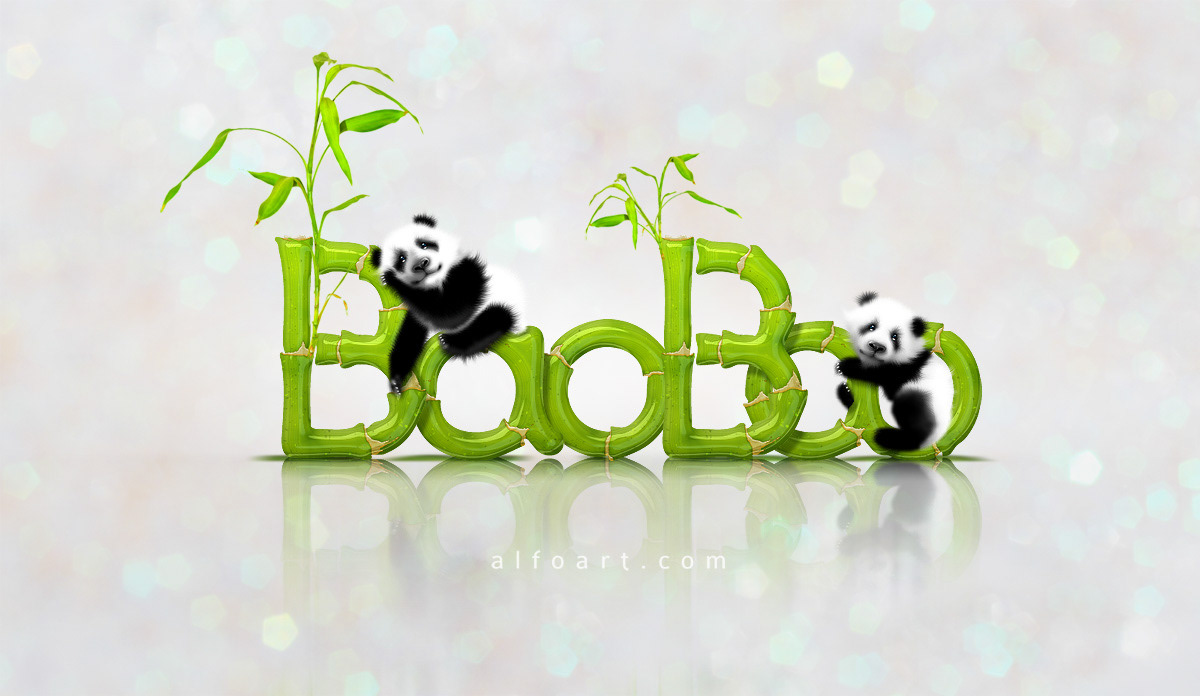 bamboo text effect Panda  photoshop cute anima green cartoon funny baby panda bao bao wahington zoo National Zoo