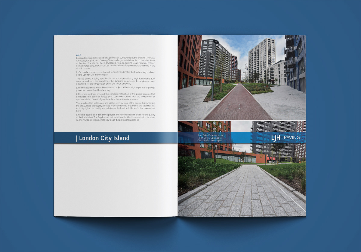 Layout brochure London paving industrial architecture
