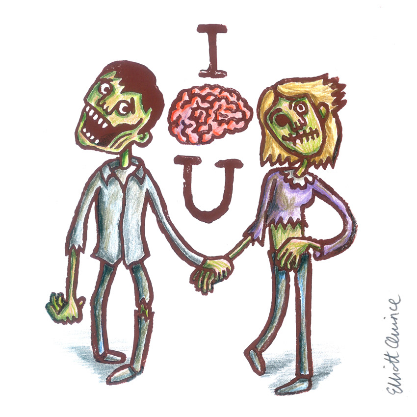 zombie linocut valentines brain heart elliott quince intestine