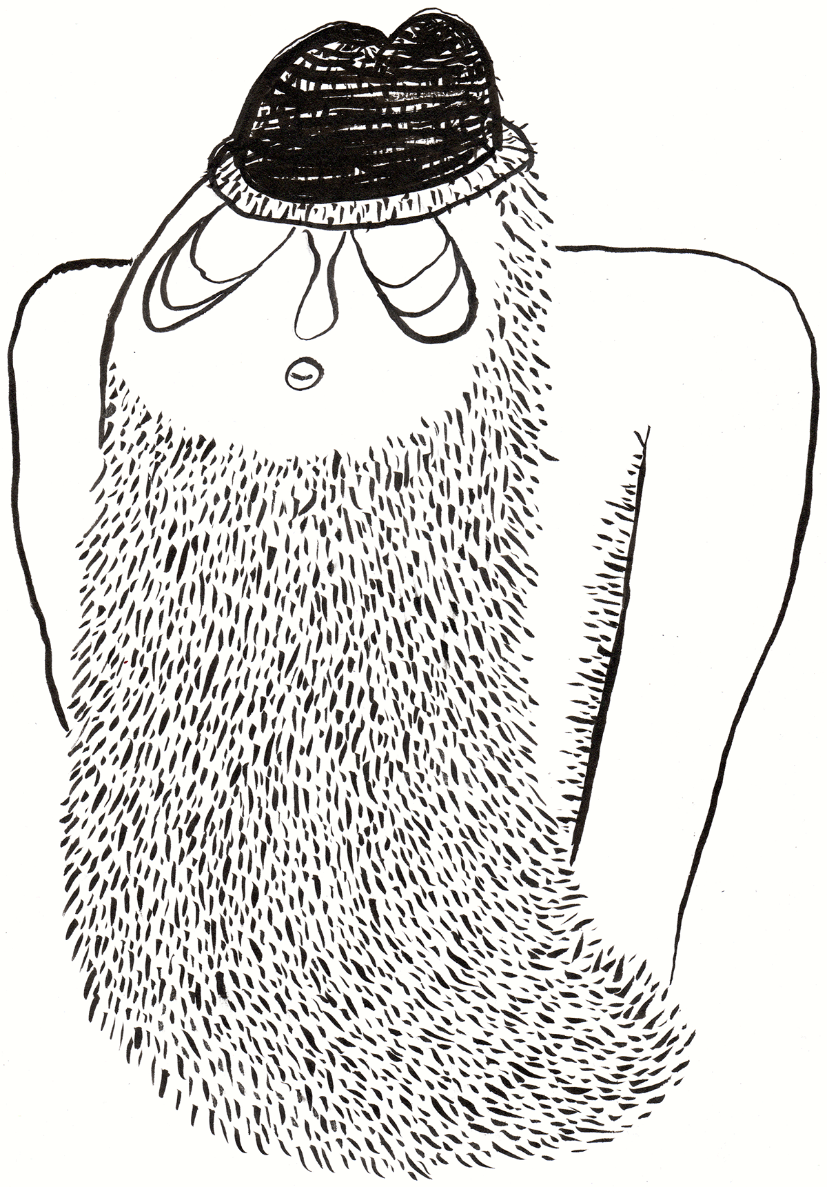 beard dead hat b&w detail long minimalistic pen brush