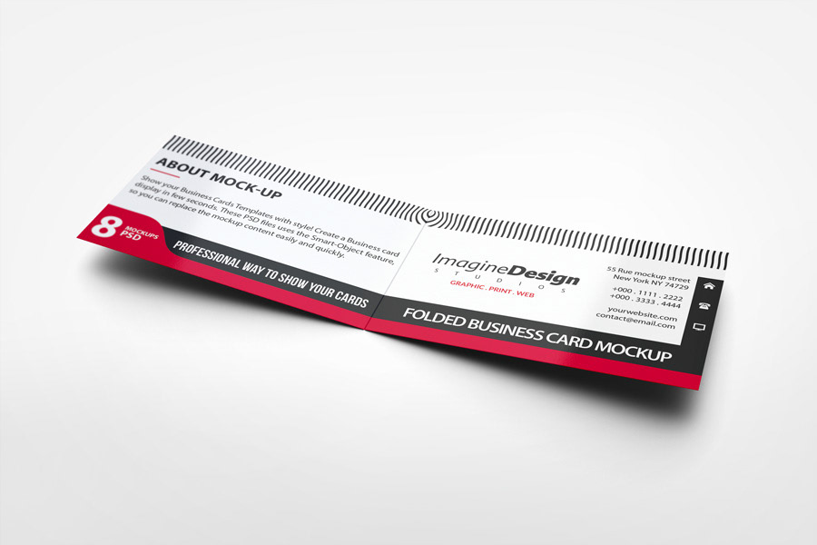 Bi-fold business business card card clean corporate crease crease fold low customizable easy fold folded mock-up mock-ups Mockup