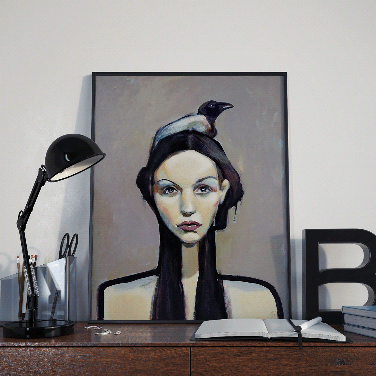 CONTEMPORARY PORTRAIT crow crown Forest Love Girl Power