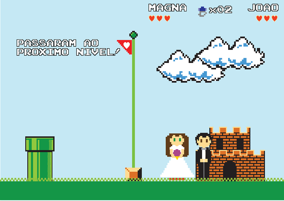 8-bit Super Mario casamento