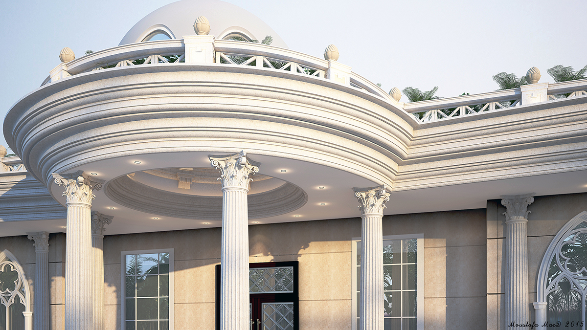 exterior rendering Classic riyadh KSA Villa rest-house Render design dome Elevation Interior 3dsmax