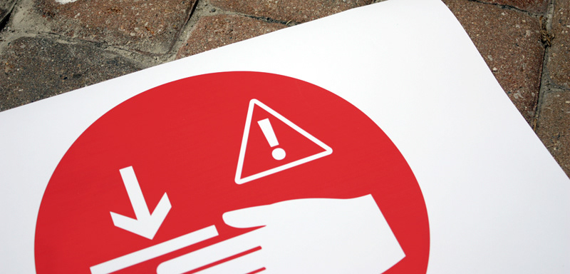 Signage safety Production rules regulations icons reminders