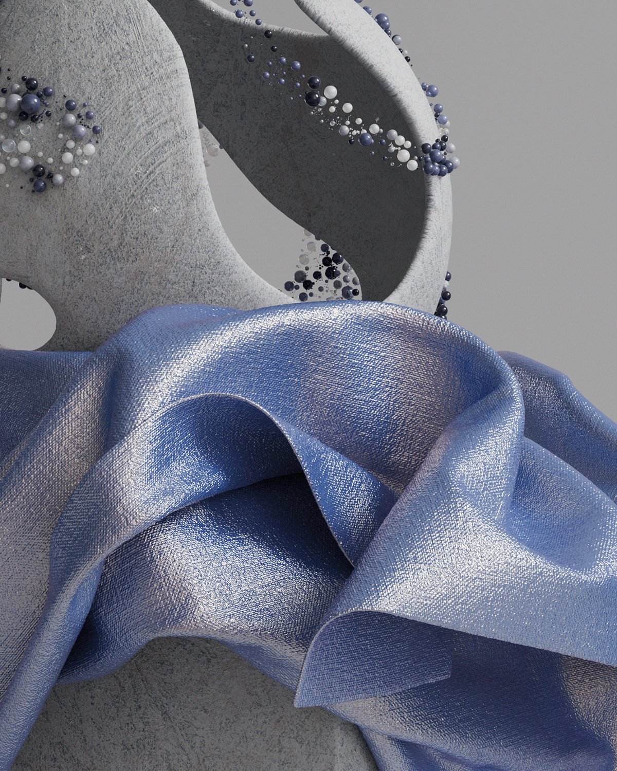 3D glass Render cloth ropes digital flower abstract background c4d