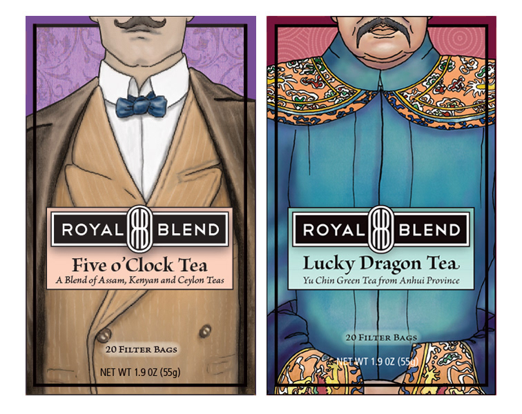 tea boxes tea envelopes tea tags Logo Design Alane Marco tea bags Royal Blend british english tea chinese tea cup beverage Tea Package palace