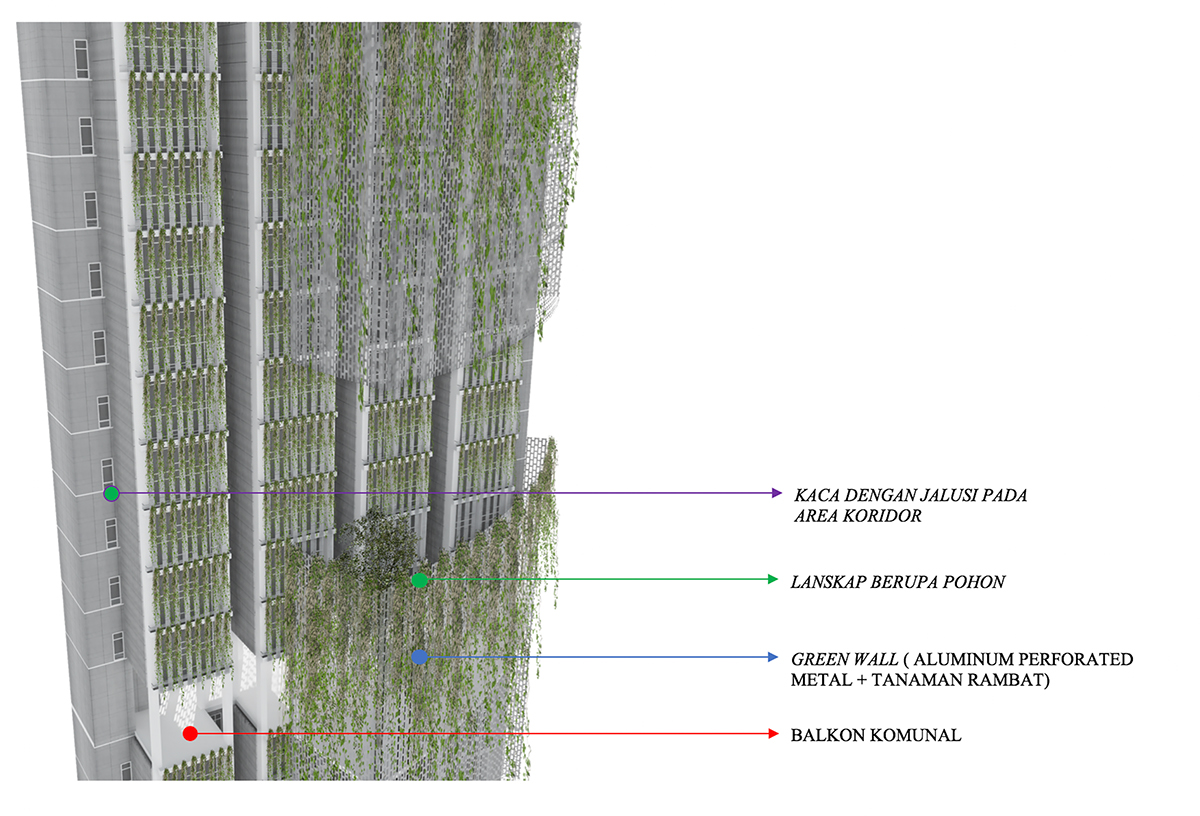 Mixed-Use tower bioclimatic architecture 3D Render