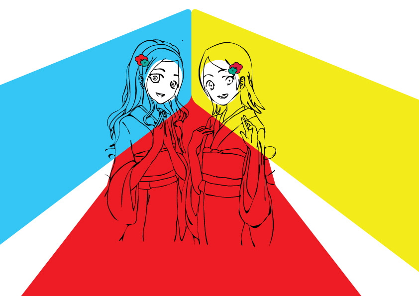 shoujo spin  少女スピン anime chibi kimono shoujo girls girl cute colored Comic Book simple japanese Girlband