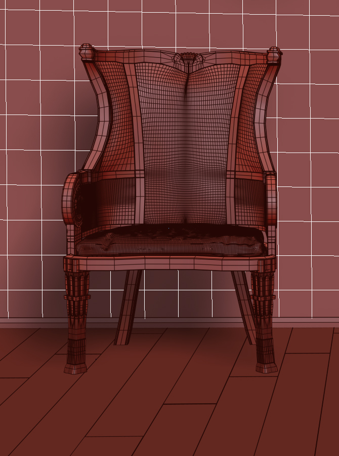 chair furniture corona renderer wood vintage