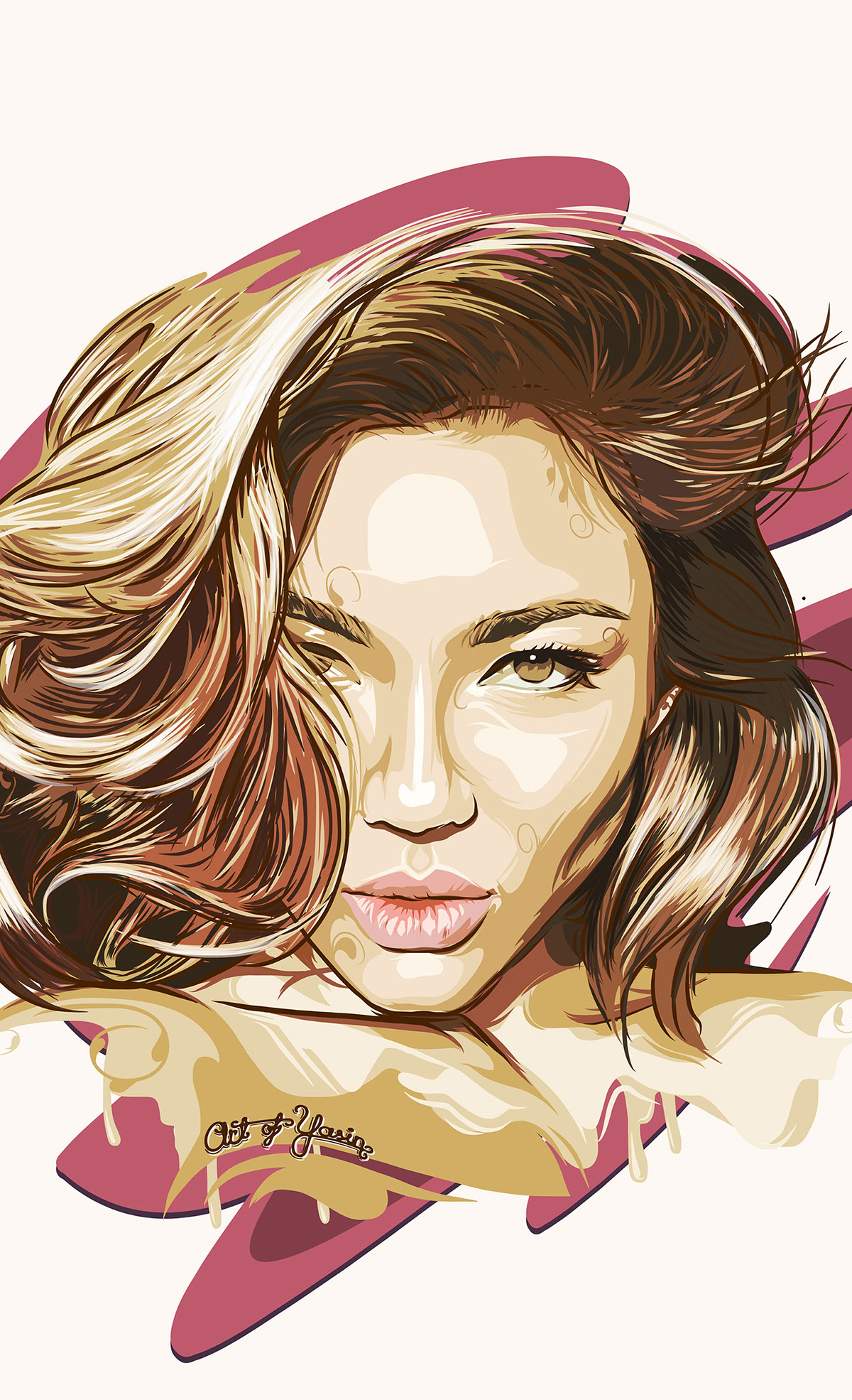 Mesh Yoga portrait illustration adobe draw adobe illustrator asian girl beautiful face perfect beauty most beautiful girl unique girl special portrait Like Love vector drawing Michelle Lou Lan art of yasin