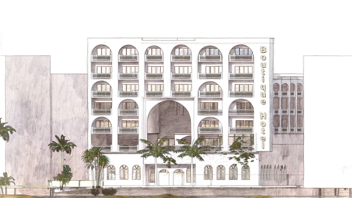 designer architecture Render interior design  exterior alexandria egypt hotel Boutique Hotel