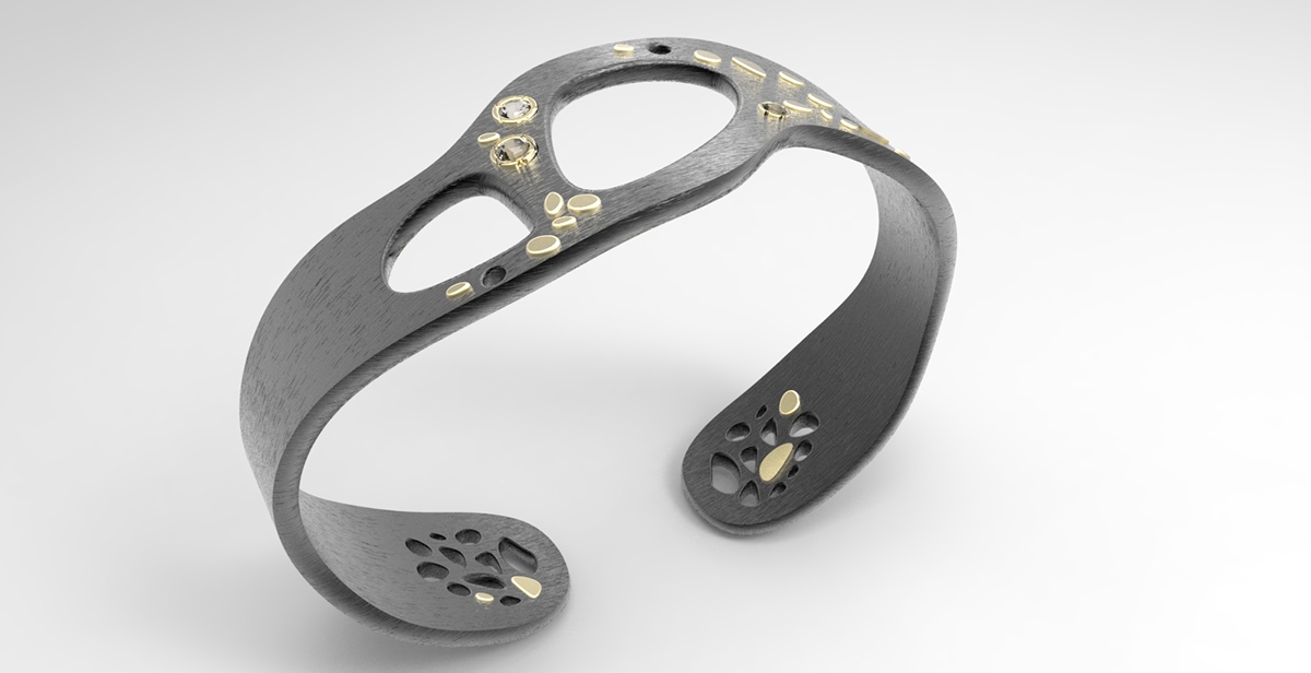 bangle jewelry design 3D concept diamonds