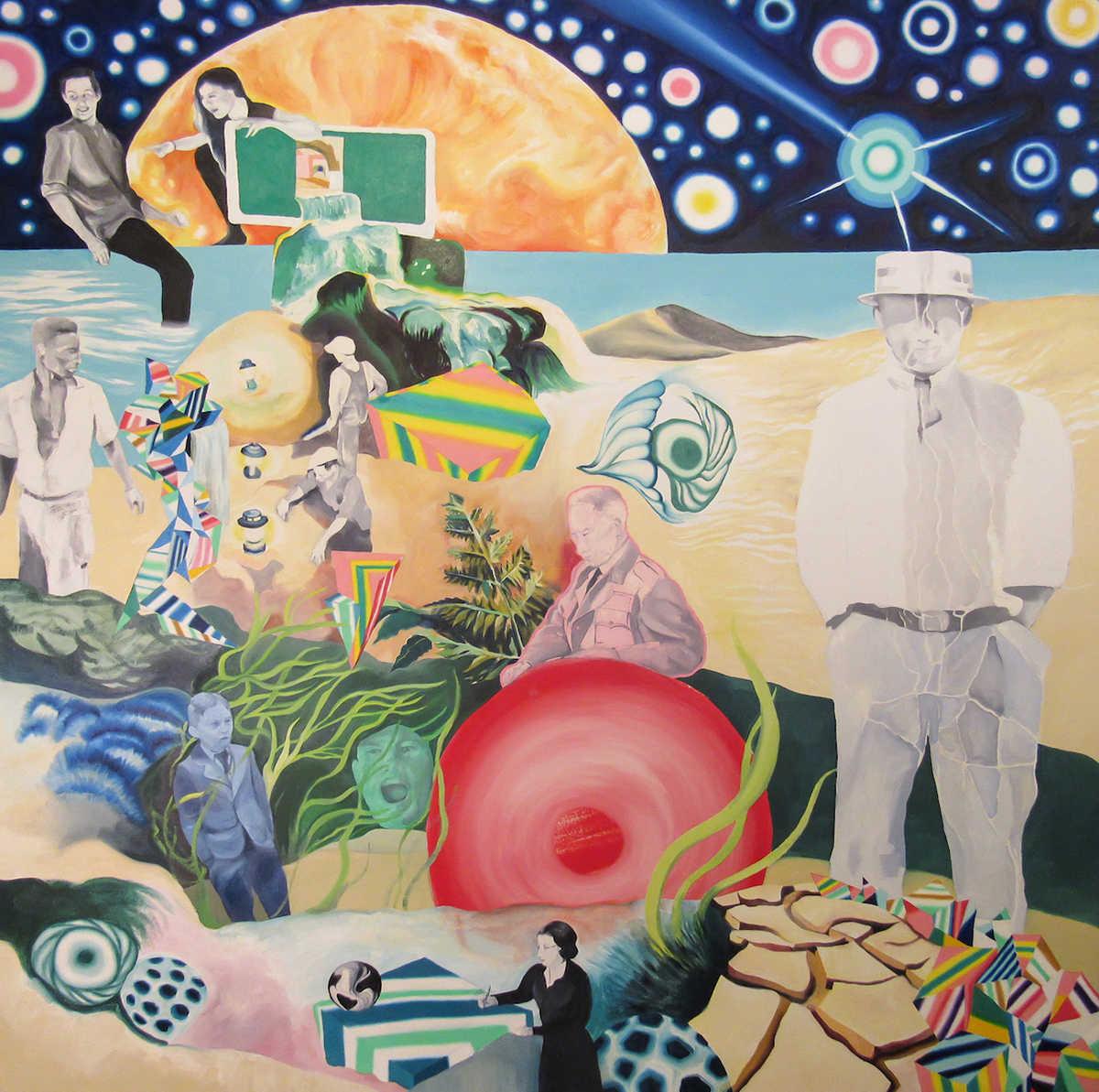 astronomy celestial Moon and Stars collage history surrealist hyperrealism Chicago painters School of the Botanicals