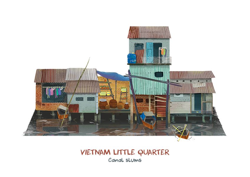 vietnam little quarter vietnam little quarter Ha Noi sai gon ho chi minh vietnam street cart kin illustration inspire