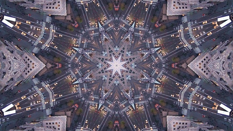 New York rockerfeller center Sunrise night traffic video kaleidoscope kaleidoscopic city lights Day