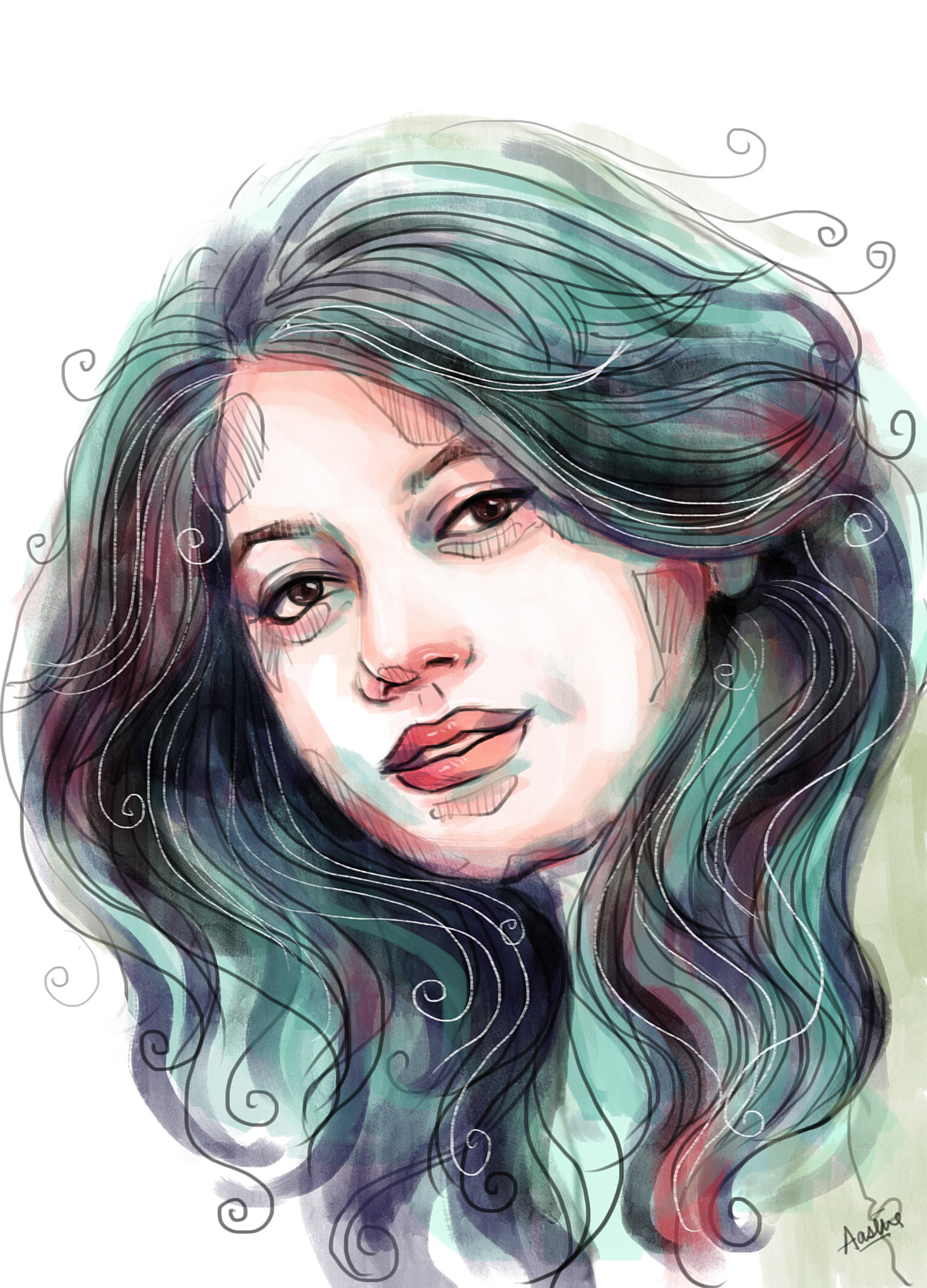 girl digital painting colours portrait illustrations