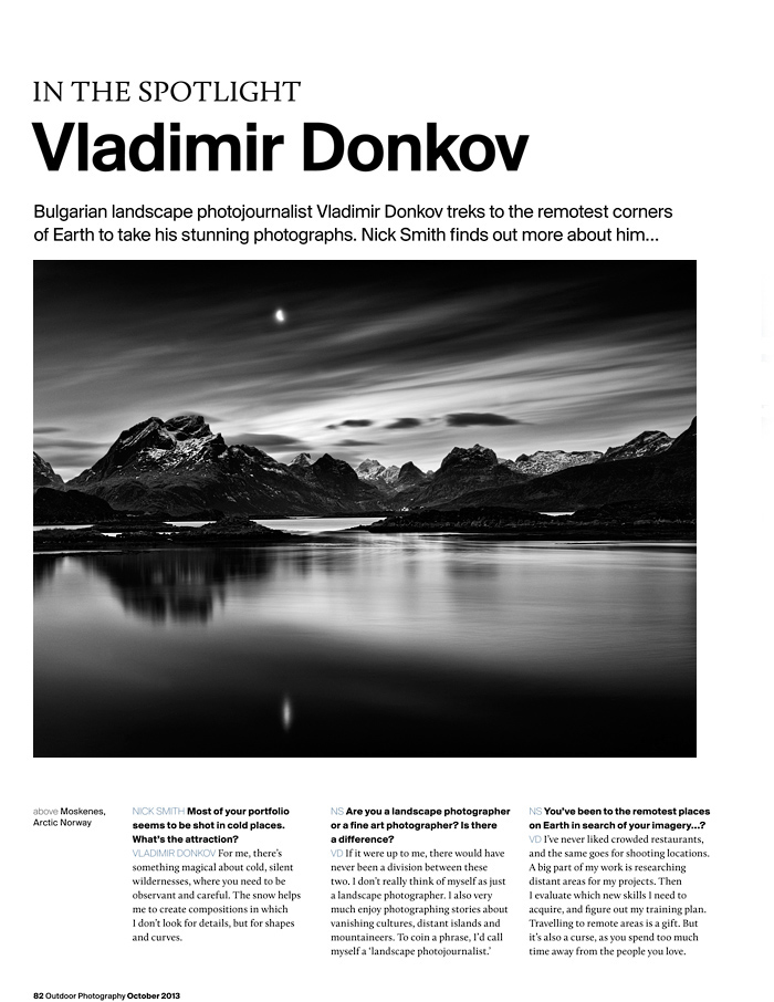 outdoor photography Vladimir Donkov Arctic publication magazine feature norway Sweden