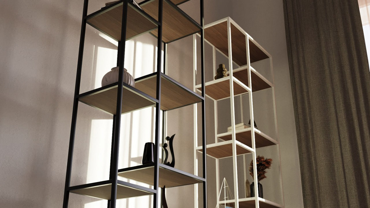 shelves design minimalist wood modern Style Interior 3D JYSK storage bookcase Shelf furniture Decorative interior