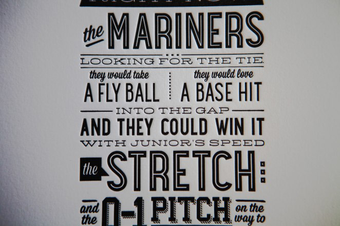 seattle seattle mariners mariner quote poster dave neihaus type poster type design typographical letterpress