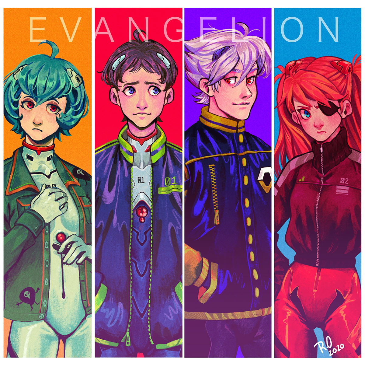 anime evangelion Fashion  Jacket Design manga Procreate