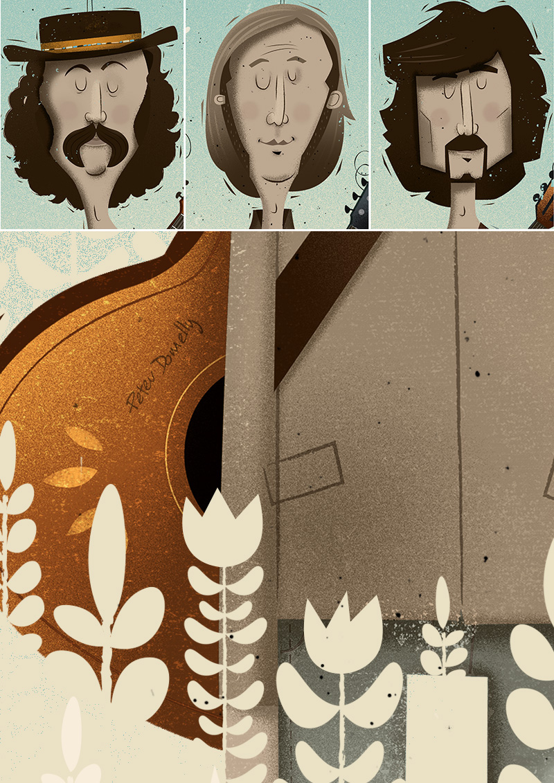 Adobe Portfolio folk hippie guitar vintage birds bees 1970s americana meadow inspire