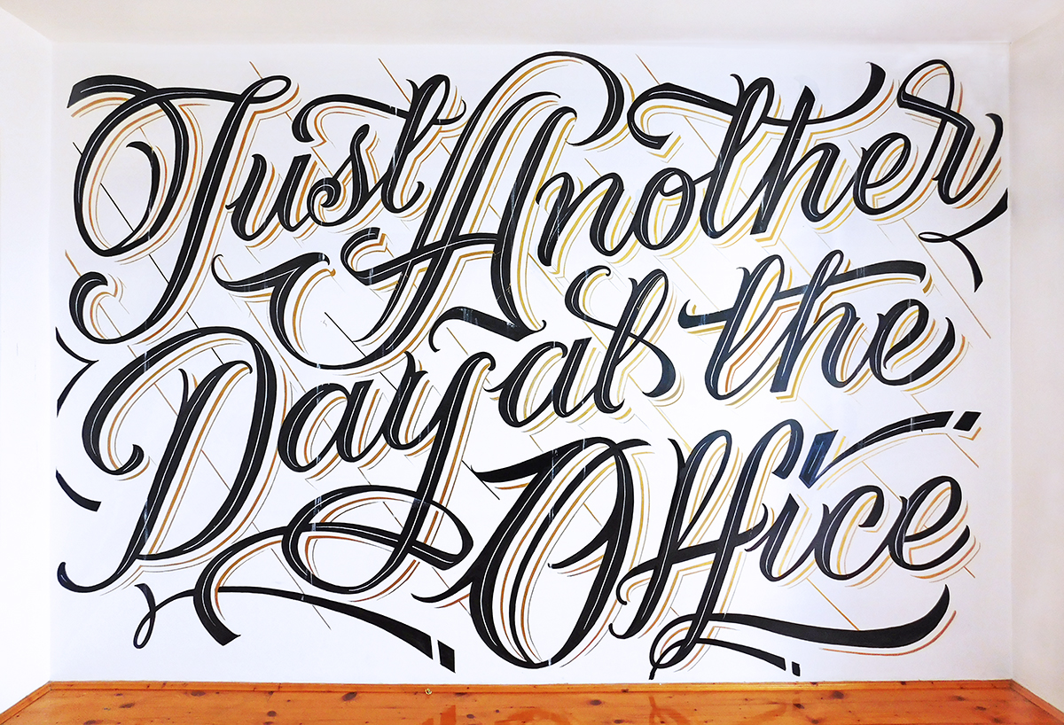 type Mural paint lettering quote wall Custom Lettering HAND LETTERING Office witczak Script brush lettering Painted