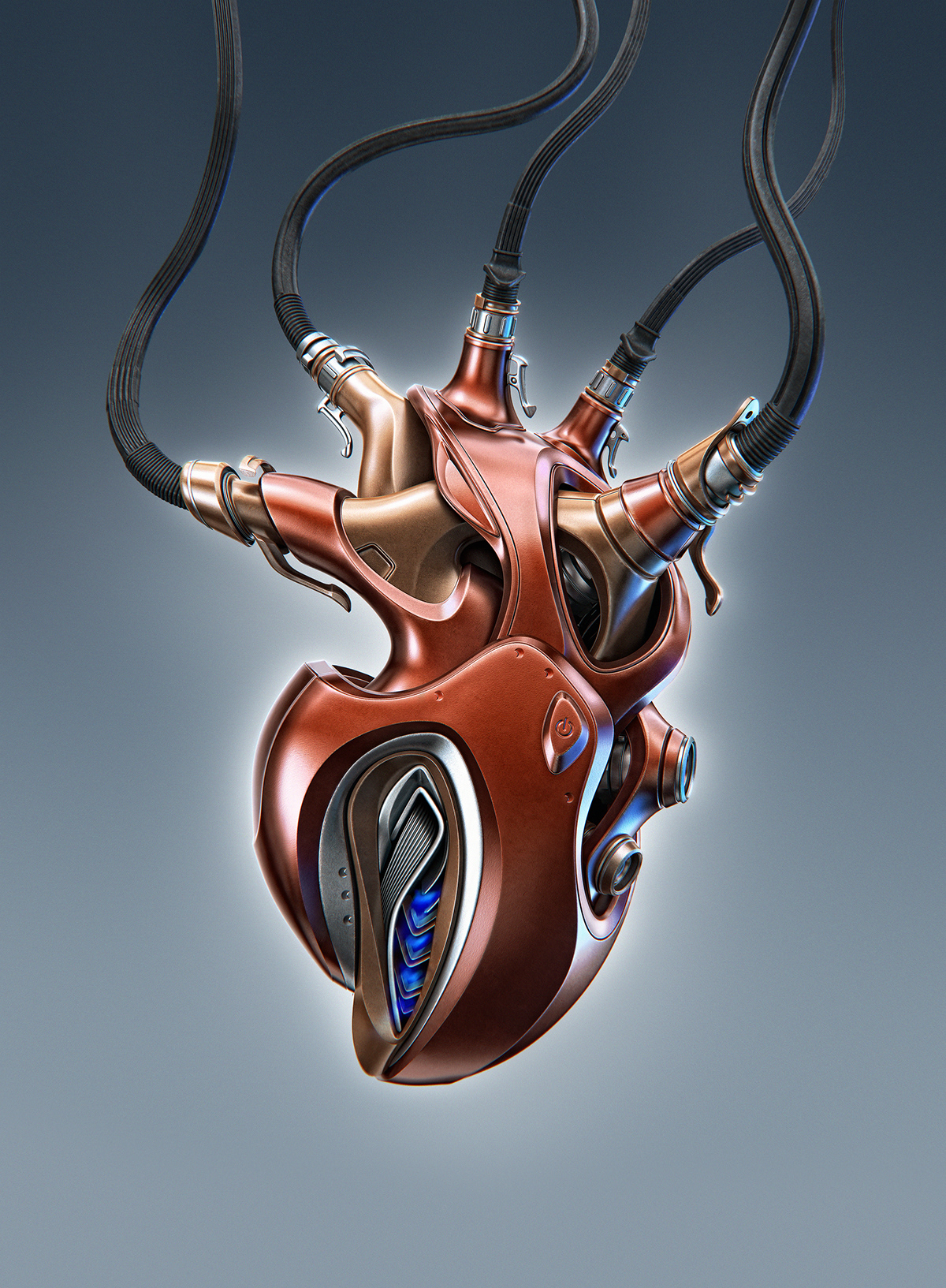 Key Visuals Human machine interaction CGI 3D Render robot mechanical heart  mechanical brain artificial intelligence Digital Art 