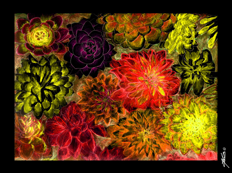pencil watercolor digital editing Flowers