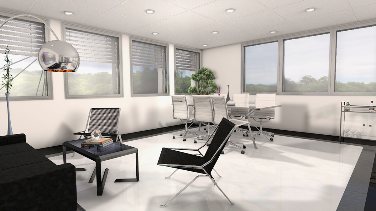Cosmetic factory decoration design 3d modeling Office company reception meeting room clear