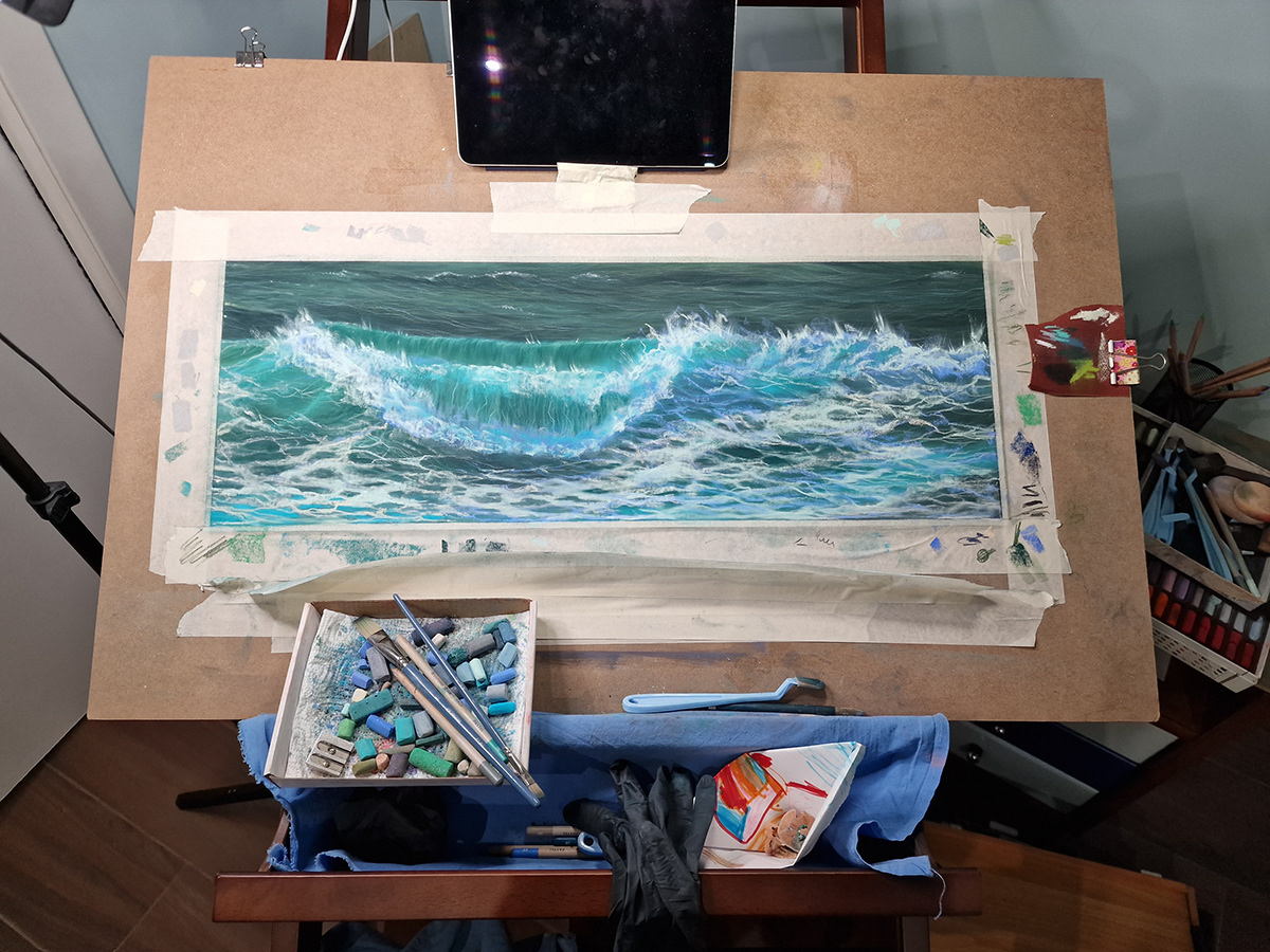 pastello softpastel painting   sea mare arte Ocean dipinto pastelpainting pittura