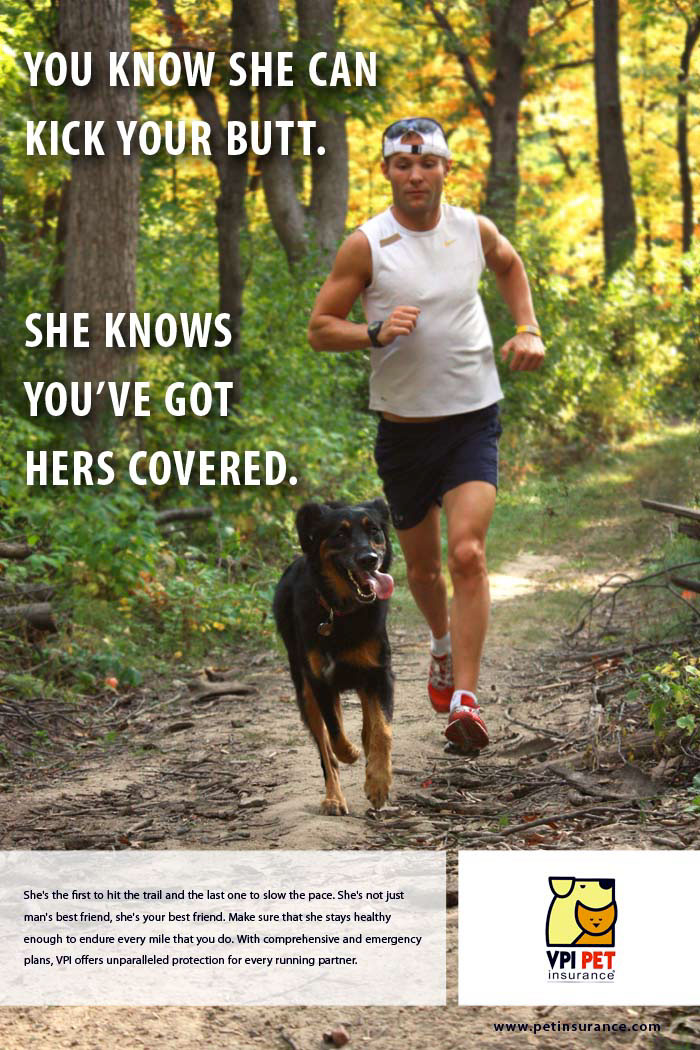 dog insurance running Active athletic sport Nature Outdoor magazine ad print campaign