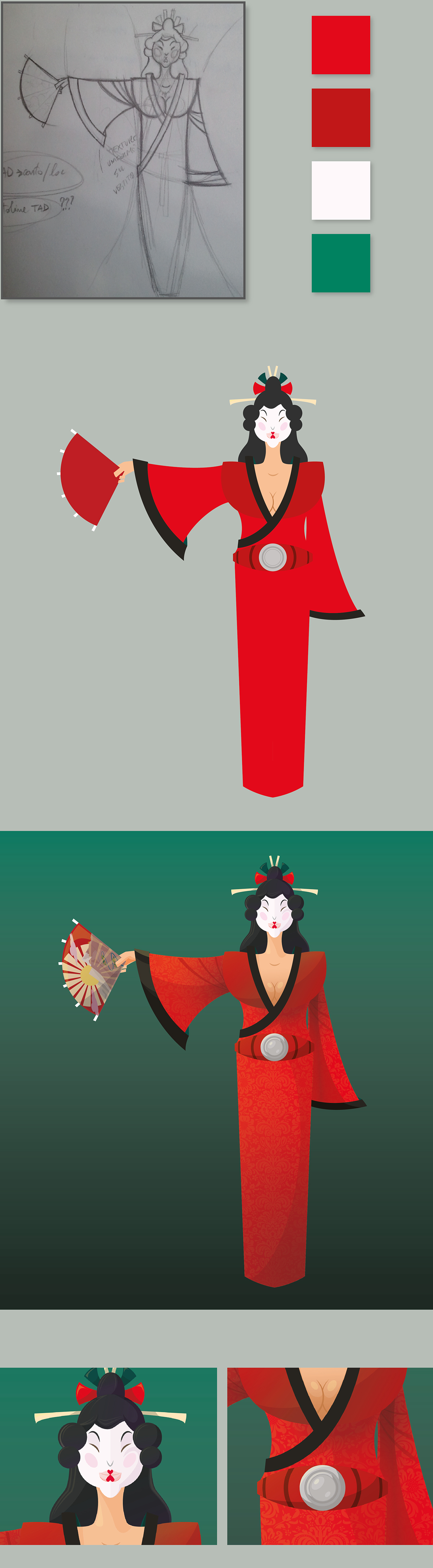 japan Illustrator vector geisha east Orient kimono asia asian art japanese pattern manga