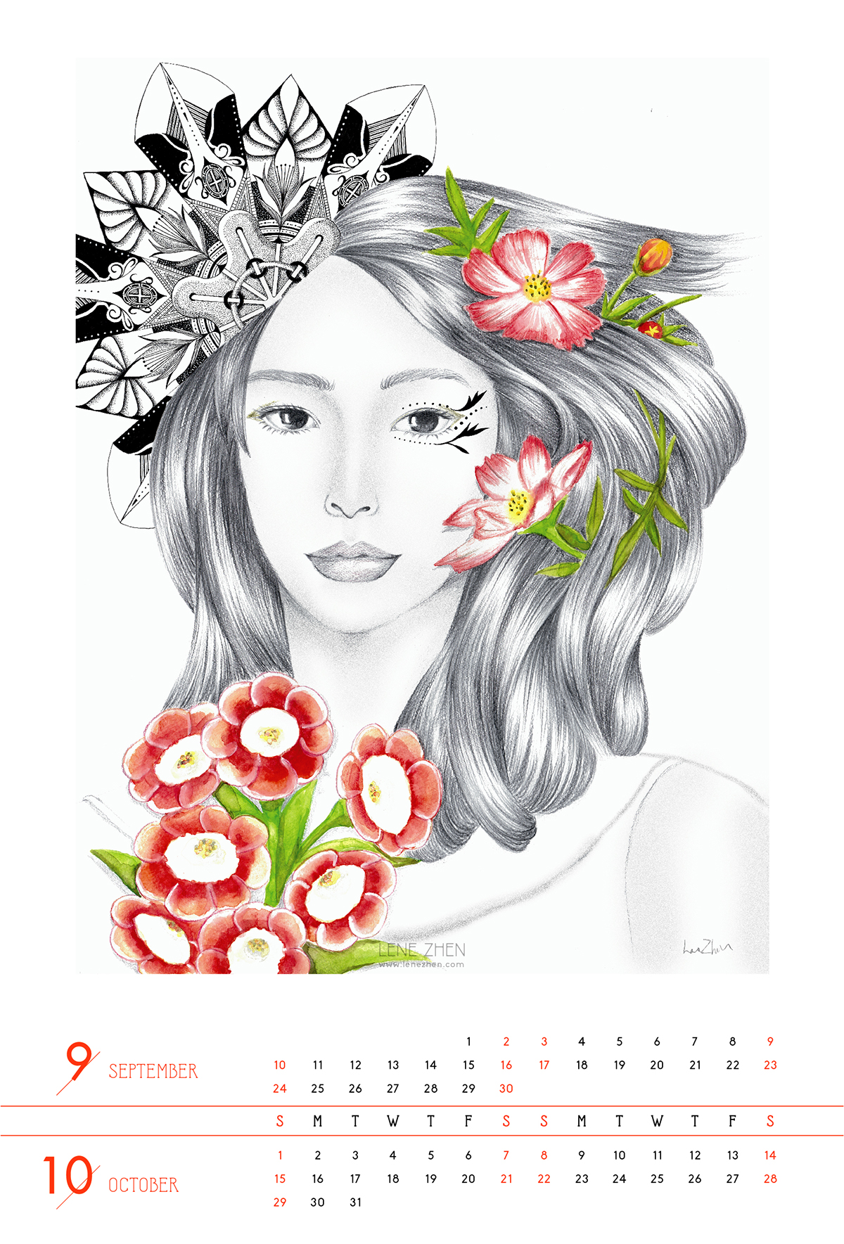 ILLUSTRATION  art artwork Mandala Drawing  botanical plants Flowers girl sketch