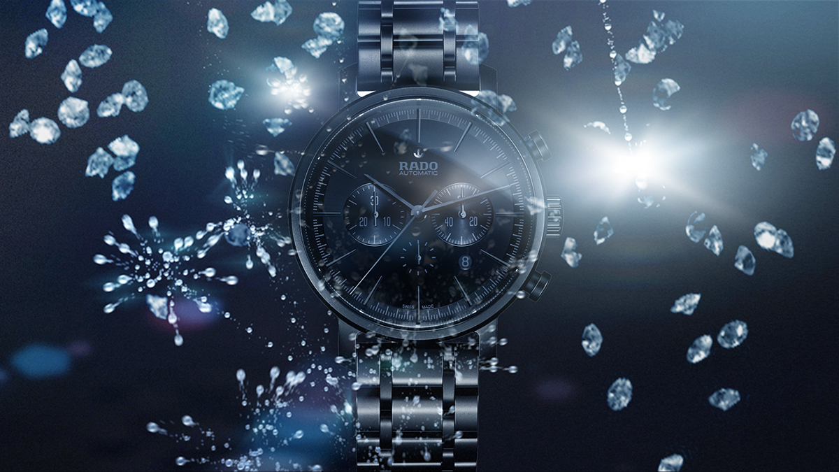 Watches RADO diamaster ad commercial CGI photorealistic V-ray tax free watchmaking ceramic ads