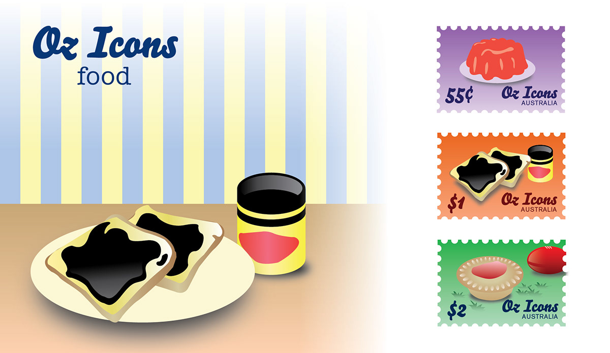 Australia Post stamps stamp first day cover aussie inventions Food  Ute Pavlova hills hoist meat pie afl aeroplane jelly