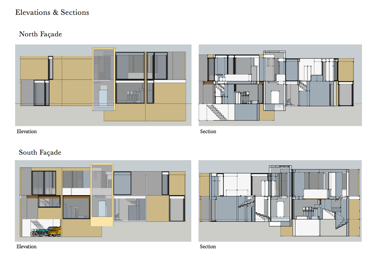 louis kahn Fisher House Presentation Boards maquette 3D rendering Drafting floor plans