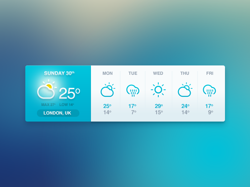 Icon weather Interface ios UI ux widget app application android resizeable
