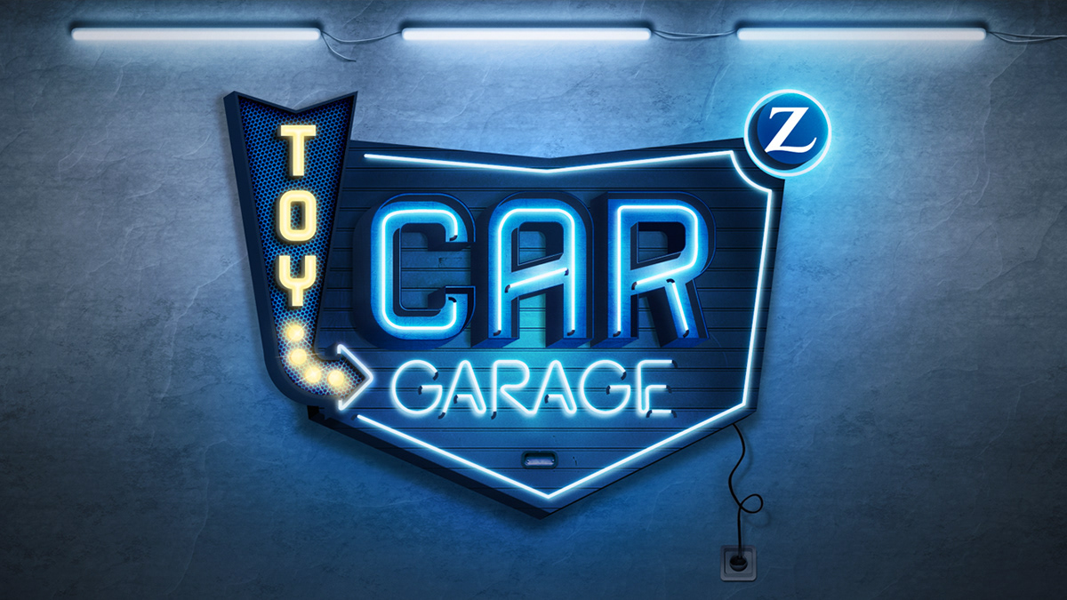 3D logo Logotype garage car metal neon