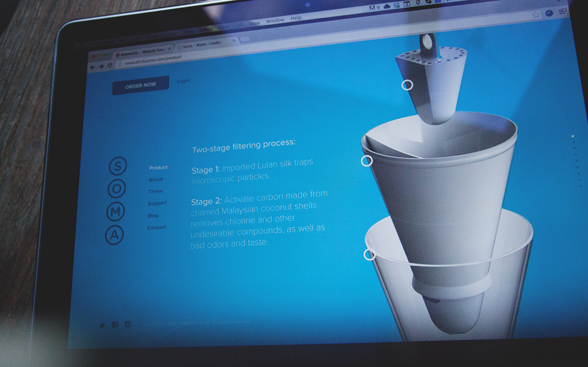 Soma water filters Charity Water background image full screen drinking water ux UI Interface user experience concept Blog homepage about page