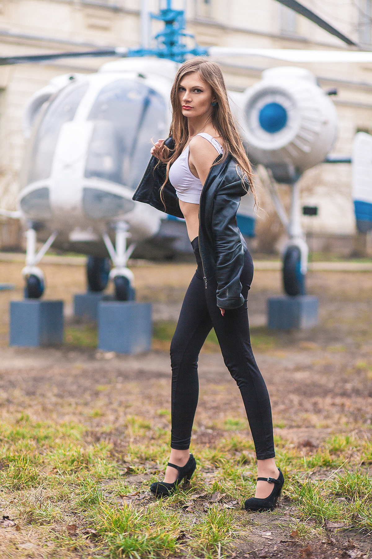 model helicopter Window photo girl
