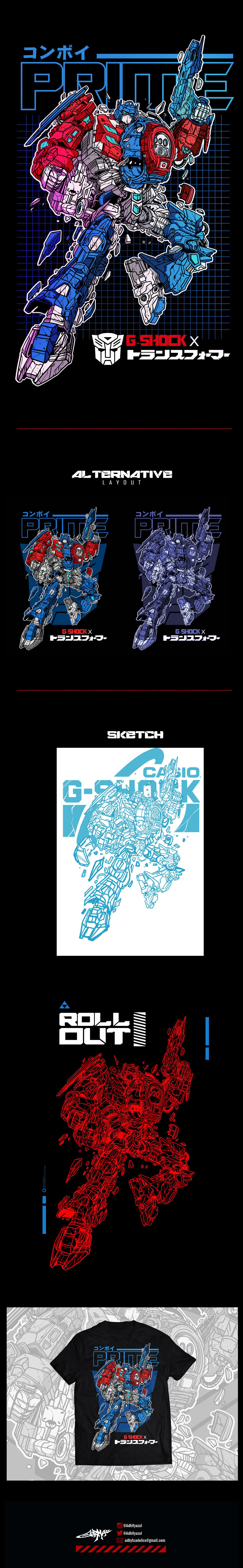 Transformers optimus optimus prime G-Shock poster merchandise tees design tees robot mecha