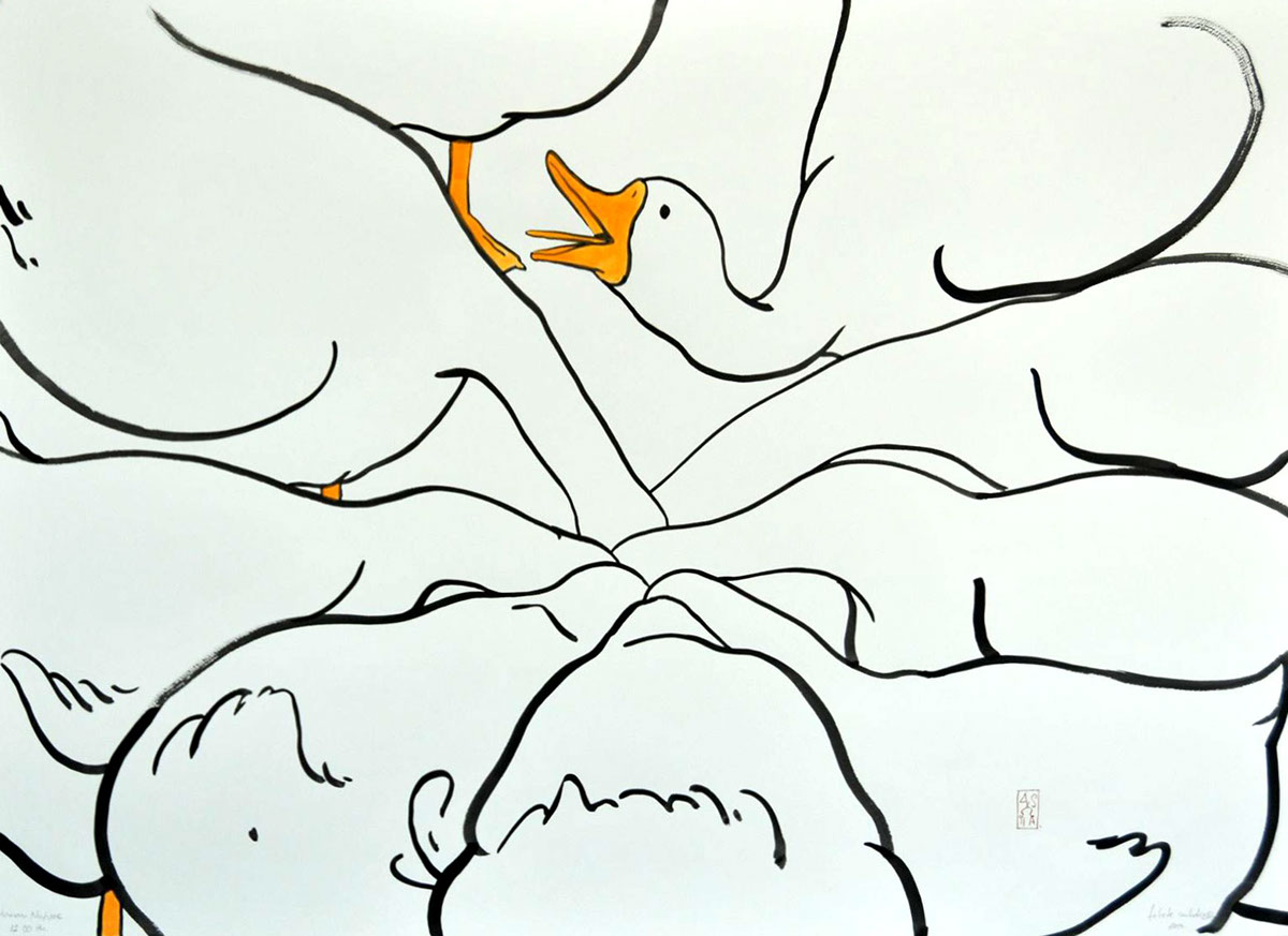 Fekete Szabolcs  waxos  libak  human nature  human Goose  szentendre graphics fine art ink on paper