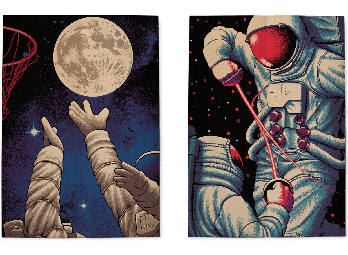astronaut ILLUSTRATION  Space  galaxy Sci Fi tshirt poster