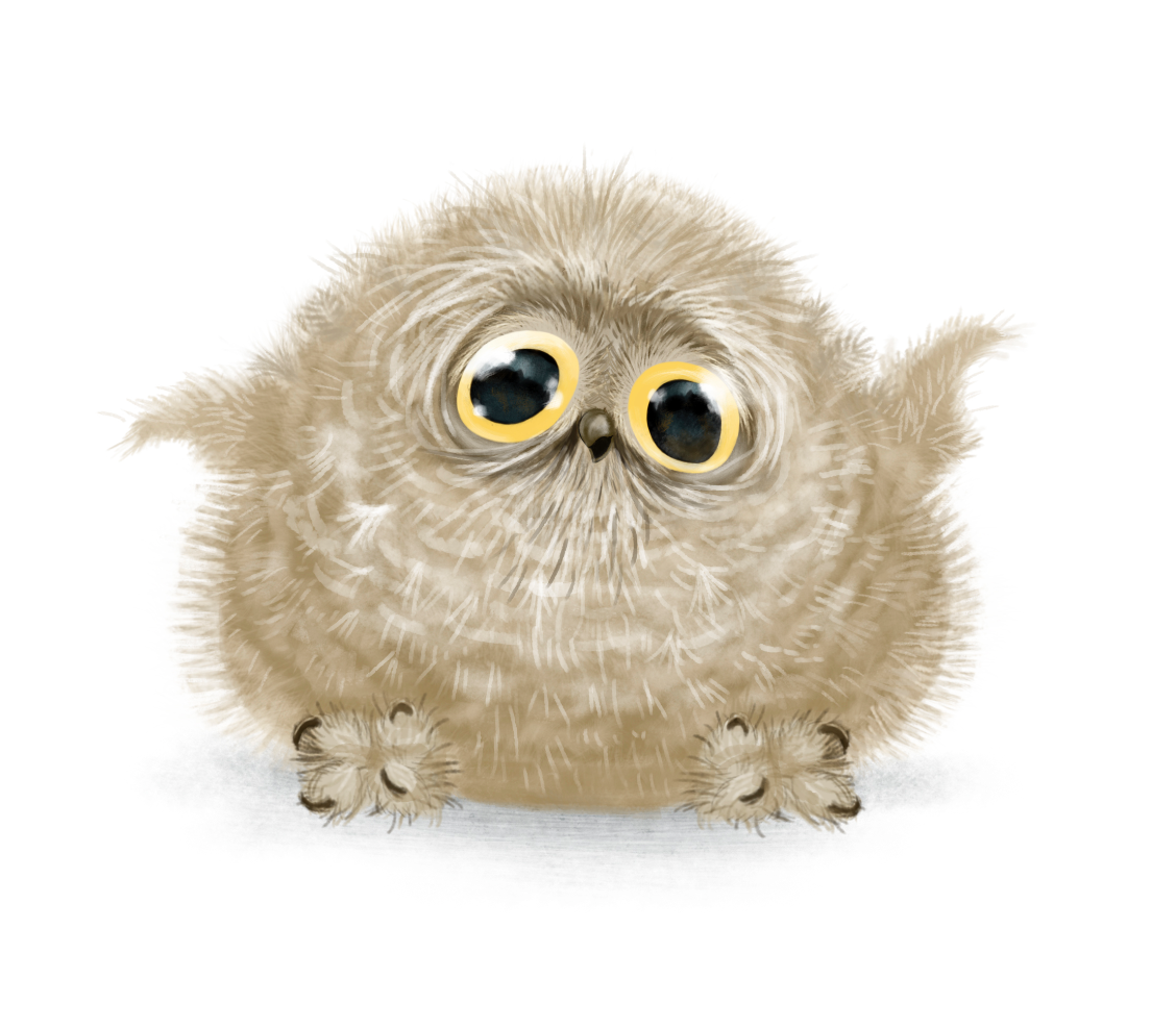digital painting baby owl lemon buho limon Mono monkey creature furr feathers