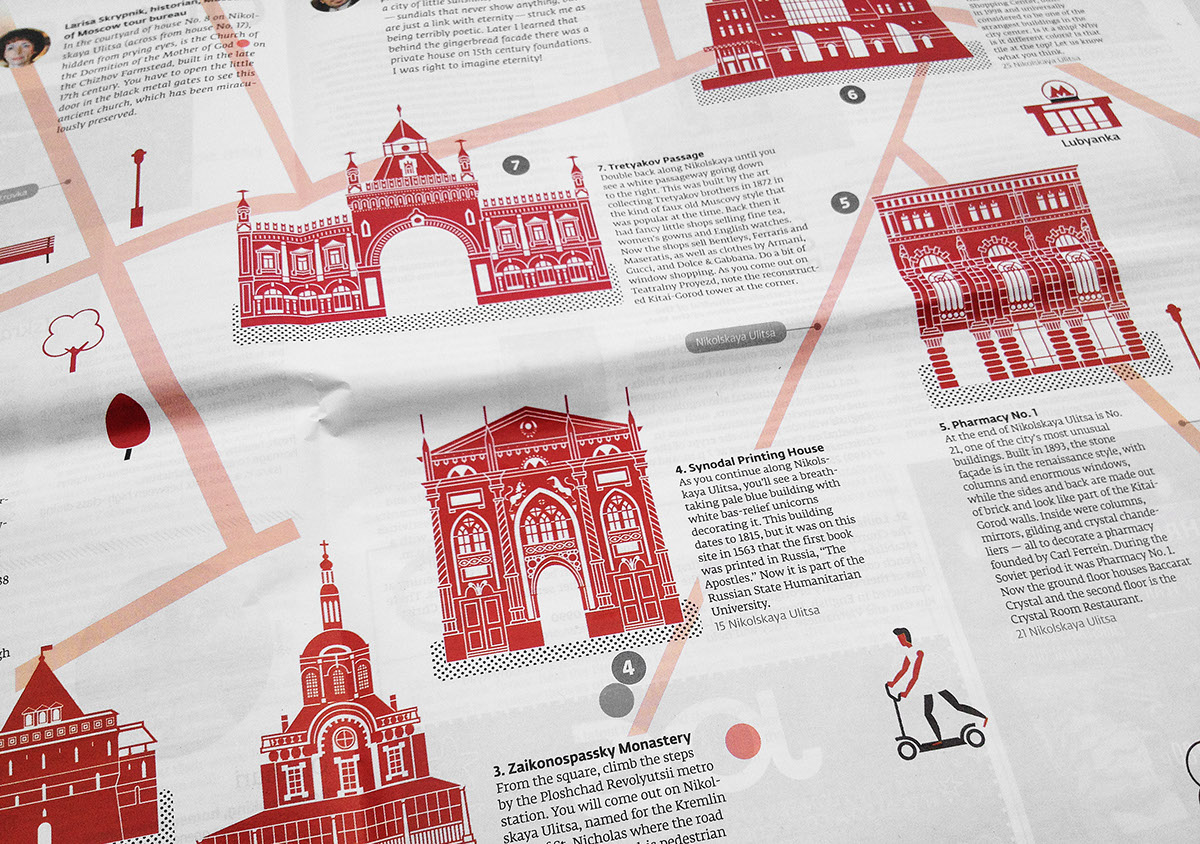 illustrations routes to The Moscow Times newspaper on Behance