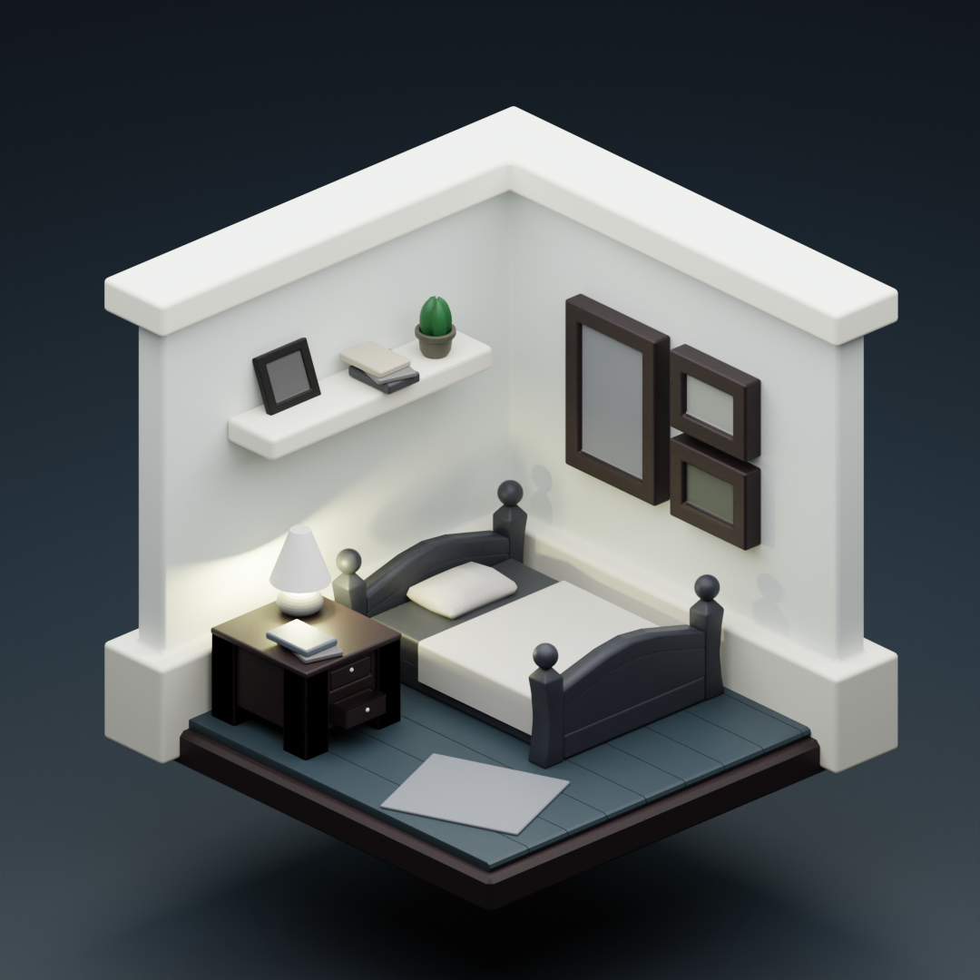 3DGreenhorn art bedroom blender blender3d Isometric room skills study